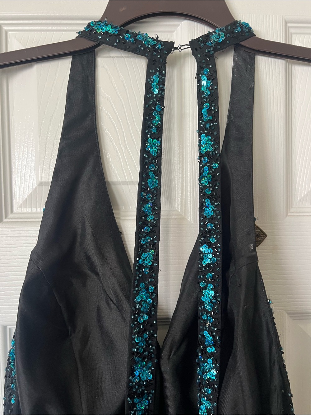 Tiffany Designs Halter Top Sheer Evening Dress 100% Silk Fully Sequined Sz 14 - Picture 9 of 14